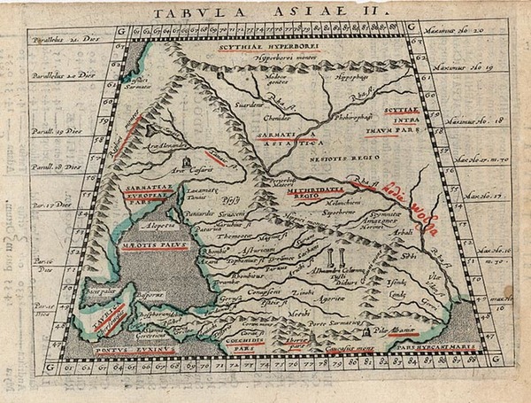 55-Central Asia & Caucasus and Russia in Asia Map By Giovanni Antonio Magini