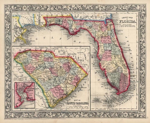 8-Southeast Map By Samuel Augustus Mitchell Jr.