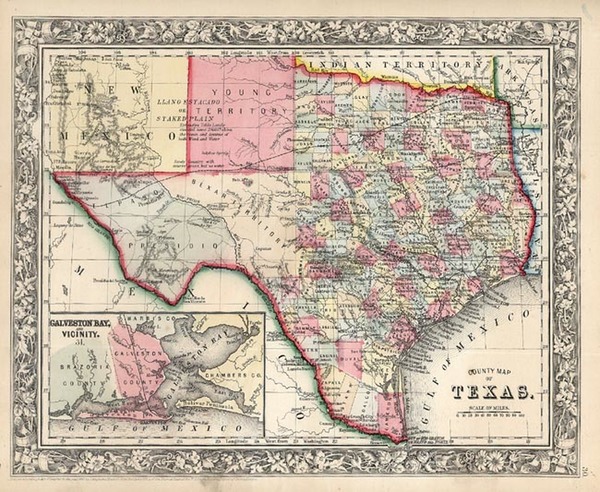 48-Texas Map By Samuel Augustus Mitchell Jr.