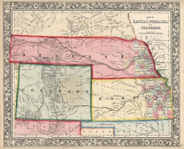 43-Plains, Southwest and Rocky Mountains Map By Samuel Augustus Mitchell Jr.