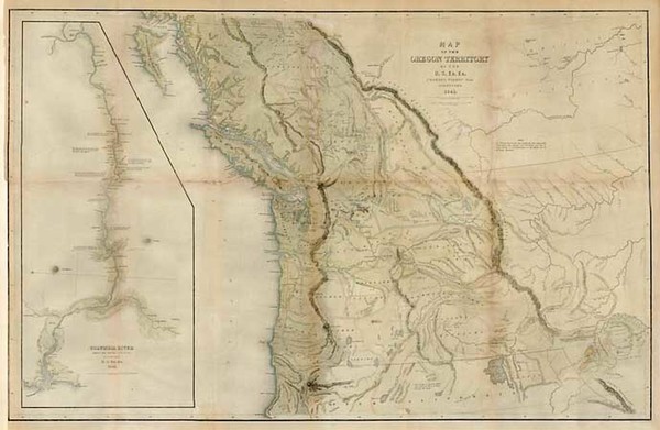 35-Rocky Mountains, California and Canada Map By Charles Wilkes