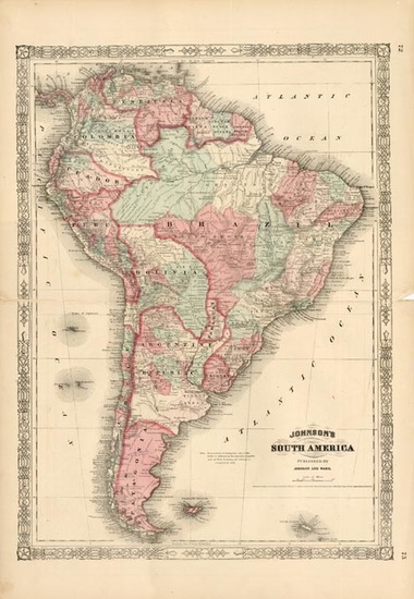 30-South America Map By Benjamin P Ward  &  Alvin Jewett Johnson