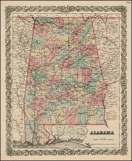 15-South Map By Joseph Hutchins Colton