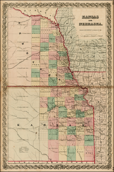 98-Midwest and Plains Map By Joseph Hutchins Colton