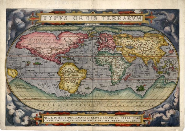 35-World and World Map By Abraham Ortelius