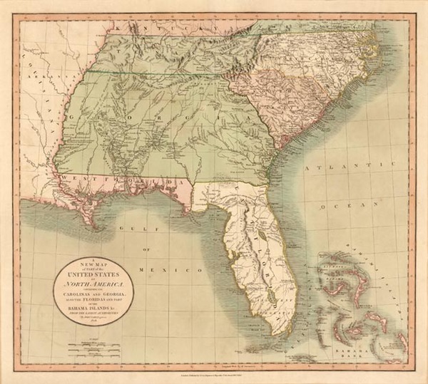 46-United States, South, Southeast and Caribbean Map By John Cary