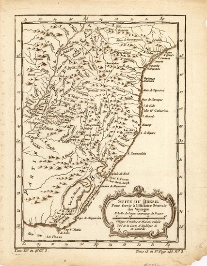 70-South America and Brazil Map By Jacques Nicolas Bellin