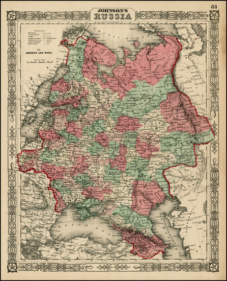 3-Europe and Russia Map By Benjamin P Ward  &  Alvin Jewett Johnson