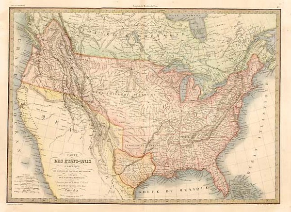 82-United States, Texas and Canada Map By Alexandre Emile Lapie