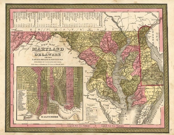 58-Mid-Atlantic Map By Samuel Augustus Mitchell