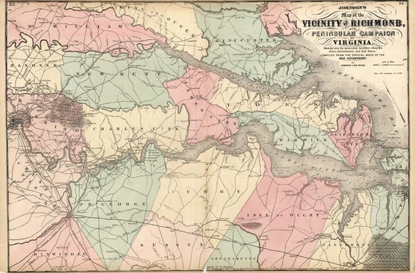 17-Mid-Atlantic and Southeast Map By Benjamin P Ward  &  Alvin Jewett Johnson