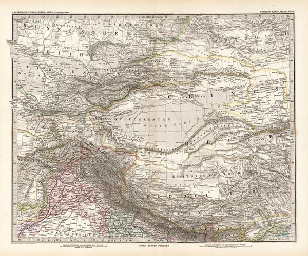 73-Asia, China, India, Central Asia & Caucasus and Russia in Asia Map By Adolf Stieler