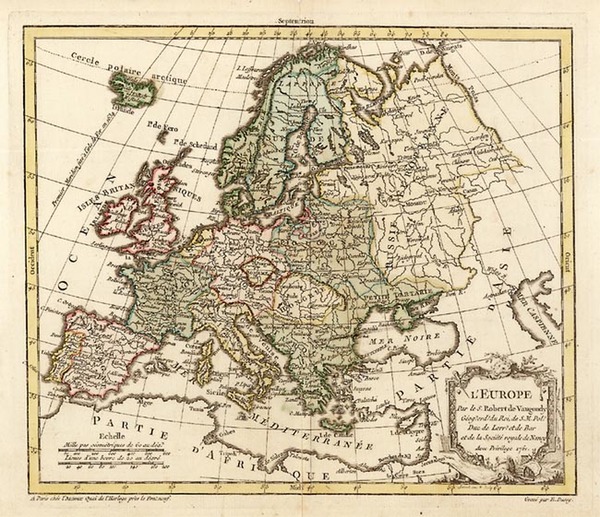 88-Europe and Europe Map By Gilles Robert de Vaugondy