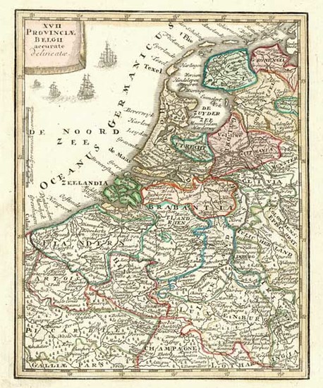 17-Netherlands Map By Adam Friedrich Zurner / Johann Christoph Weigel
