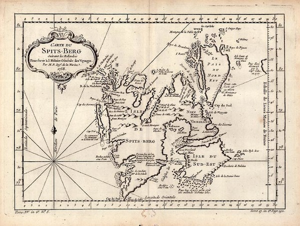 47-World, Polar Maps, Europe and Russia Map By Jacques Nicolas Bellin