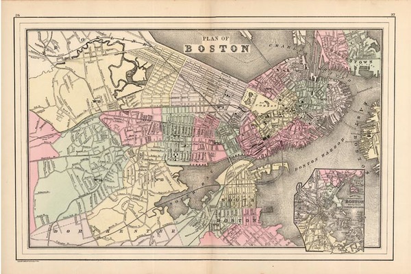 44-New England Map By William Bradley & Bros.