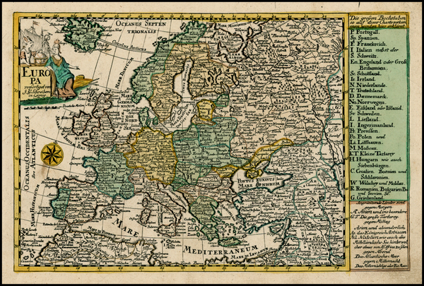 33-Europe and Europe Map By Johann George Schreiber