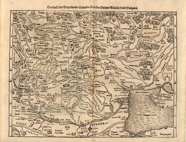 89-Europe, Poland, Russia and Romania Map By Sebastian Munster