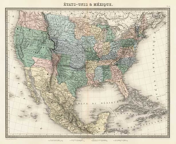 45-United States, Texas and Midwest Map By J. Th. Thuot-Duvotenay