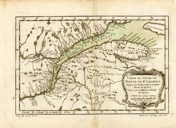 57-Canada Map By Jacques Nicolas Bellin