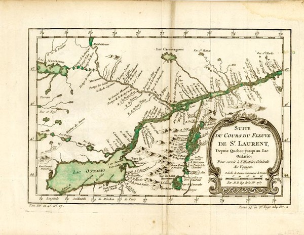 73-Canada Map By Jacques Nicolas Bellin