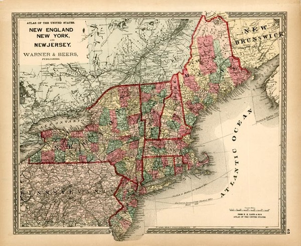 48-New England and Mid-Atlantic Map By H.H. Lloyd / Warner & Beers