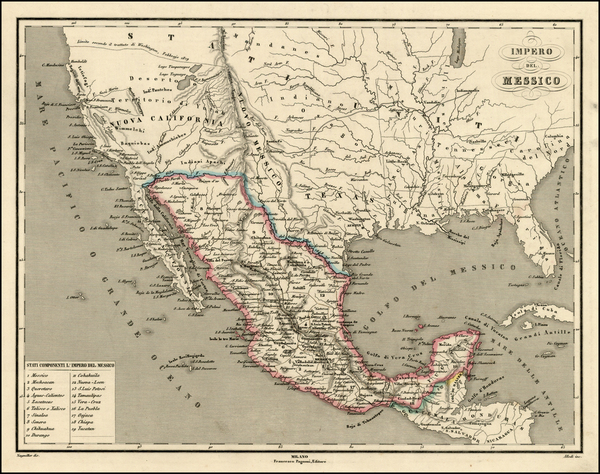 94-Texas, Southwest, Rocky Mountains and California Map By Francesco Pagnoni