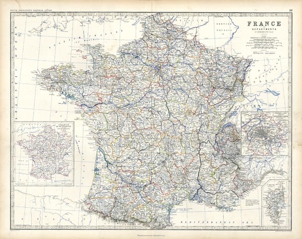 34-Europe and France Map By W. & A.K. Johnston