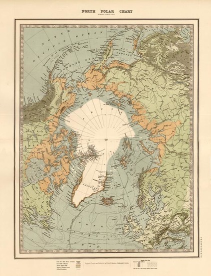 66-World, Northern Hemisphere, Polar Maps, Alaska and Canada Map By W. & A.K. Johnston