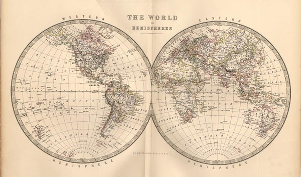 77-World and World Map By W. & A.K. Johnston