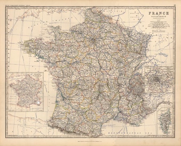 63-Europe and France Map By W. & A.K. Johnston