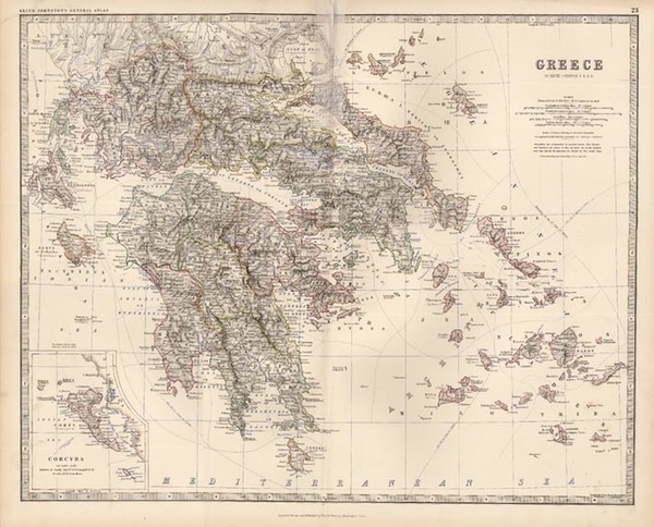 40-Europe, Balkans, Mediterranean and Greece Map By W. & A.K. Johnston