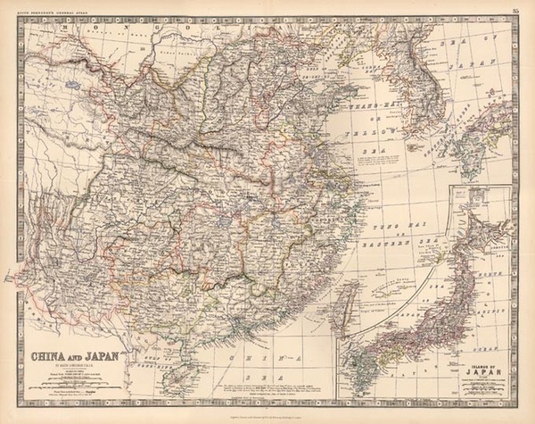 47-Asia, China, Japan and Korea Map By W. & A.K. Johnston