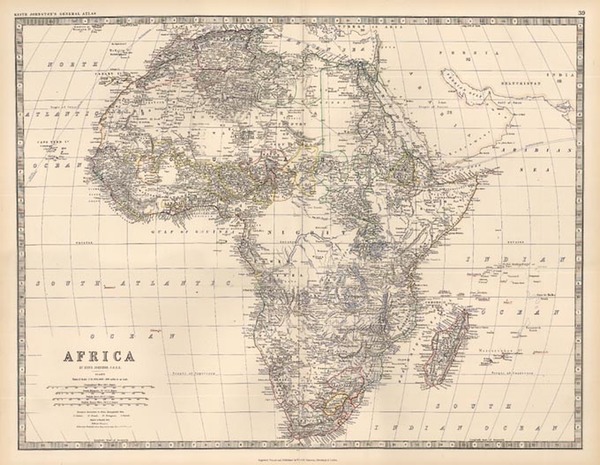 56-Africa and Africa Map By W. & A.K. Johnston