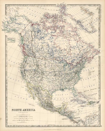 56-North America Map By W. & A.K. Johnston