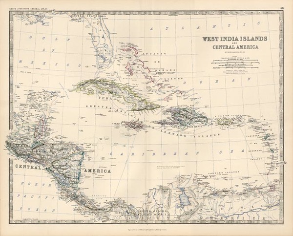 29-Caribbean and Central America Map By W. & A.K. Johnston