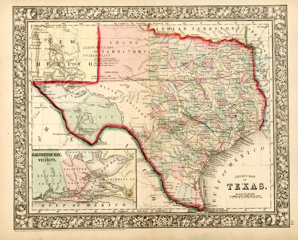 41-Texas Map By Samuel Augustus Mitchell Jr.