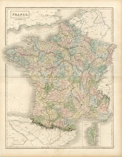 87-Europe and France Map By Adam & Charles Black