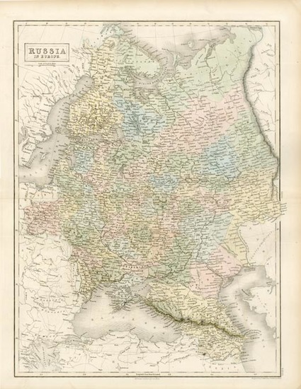 93-Europe, Europe and Russia Map By Adam & Charles Black