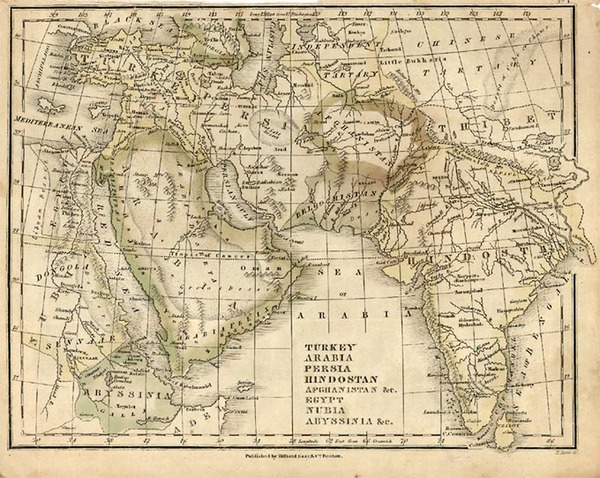 45-Asia, India, Central Asia & Caucasus and Middle East Map By Hilliard Gray & Co.
