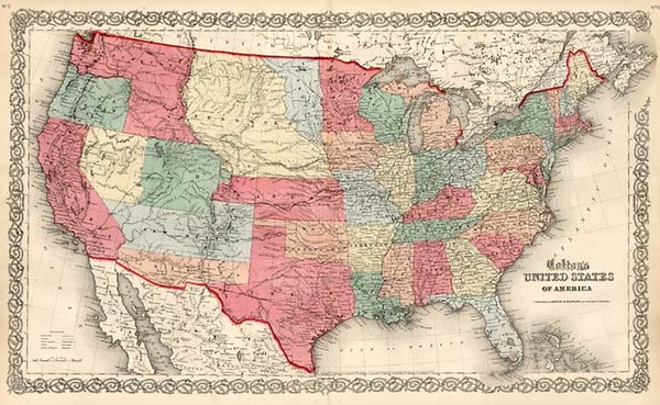 80-United States, Southwest and Rocky Mountains Map By Joseph Hutchins Colton