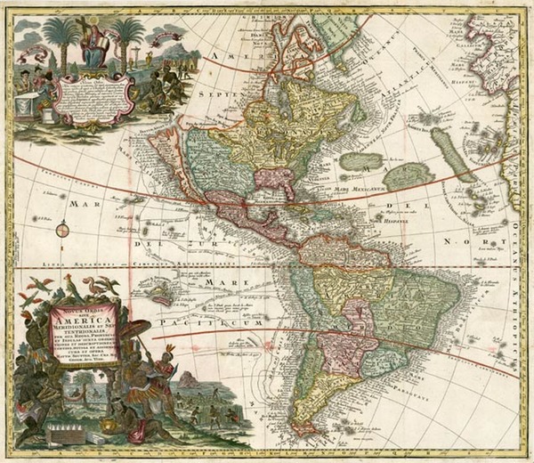 70-World, Western Hemisphere, South America and America Map By Matthaus Seutter