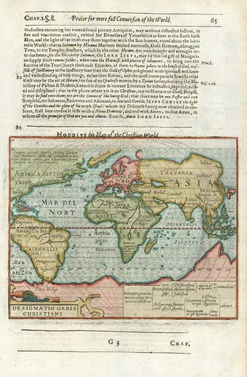 79-World and World Map By Jodocus Hondius / Samuel Purchas