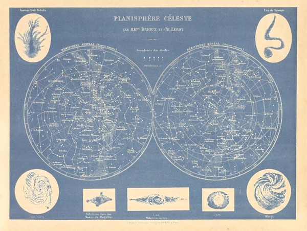 49-World, Celestial Maps and Curiosities Map By Drioux et Leroy