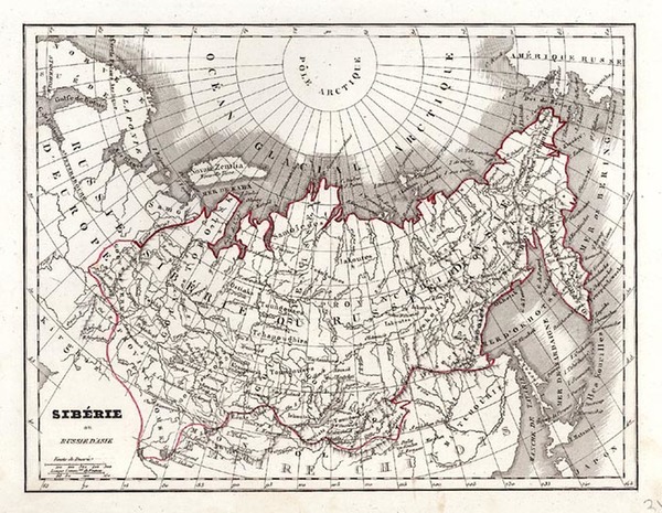 83-World, Polar Maps, Asia, Central Asia & Caucasus and Russia in Asia Map By Conrad Malte-Bru