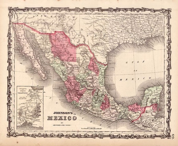 43-Southwest and Mexico Map By Benjamin P Ward  &  Alvin Jewett Johnson