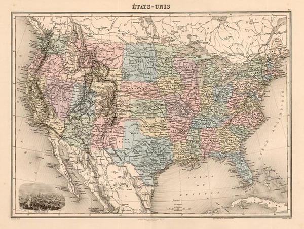 54-United States and Texas Map By Migeon