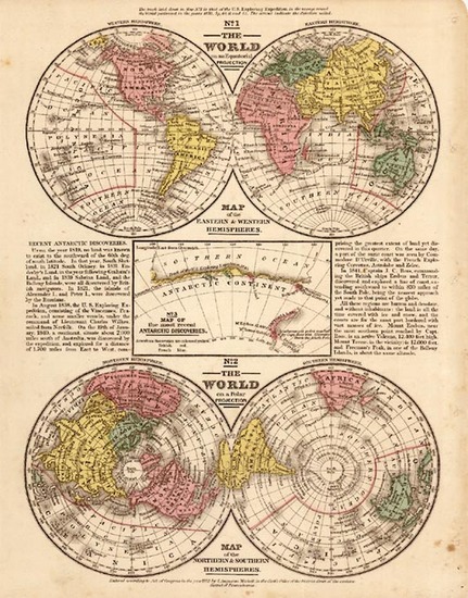 19-World, World and Polar Maps Map By Samuel Augustus Mitchell