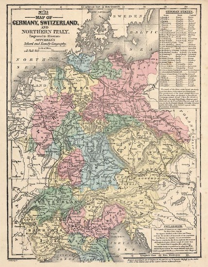 55-Europe, Switzerland, Poland, Italy and Germany Map By Samuel Augustus Mitchell