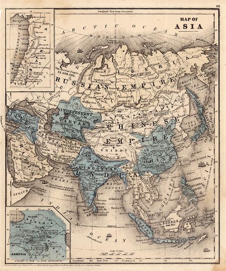 14-Asia and Asia Map By Samuel Augustus Mitchell